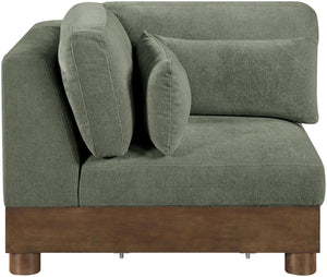 Meridian Furniture Turin Modular Corner Chair Art Deco Chenille Upholstery Low Profile Sectional Living Room Green 606Green-Corner