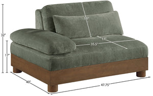 Meridian Furniture Turin Art Deco Modular Left Arm Chair Plush Chenille Upholstery for Living Room Sectionals Green 606Green-LAF