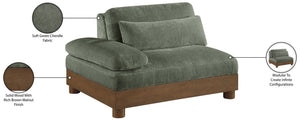 Meridian Furniture Turin Art Deco Modular Left Arm Chair Plush Chenille Upholstery for Living Room Sectionals Green 606Green-LAF