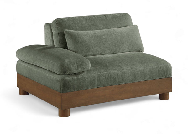 Meridian Furniture Turin Art Deco Modular Left Arm Chair Plush Chenille Upholstery for Living Room Sectionals Green 606Green-LAF