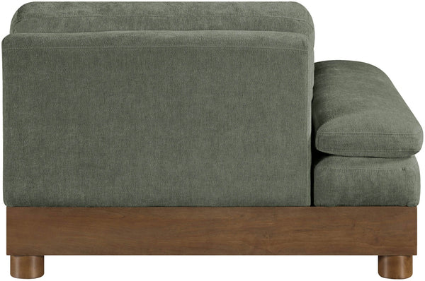 Meridian Furniture Turin Art Deco Modular Left Arm Chair Plush Chenille Upholstery for Living Room Sectionals Green 606Green-LAF