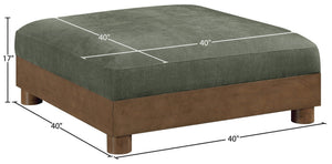 Meridian Furniture Turin Chenille Modular Ottoman Art Deco Low Profile Piece for Living Room Sectional Layouts Green 606Green-Ott