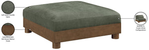 Meridian Furniture Turin Chenille Modular Ottoman Art Deco Low Profile Piece for Living Room Sectional Layouts Green 606Green-Ott