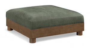 Meridian Furniture Turin Chenille Modular Ottoman Art Deco Low Profile Piece for Living Room Sectional Layouts Green 606Green-Ott