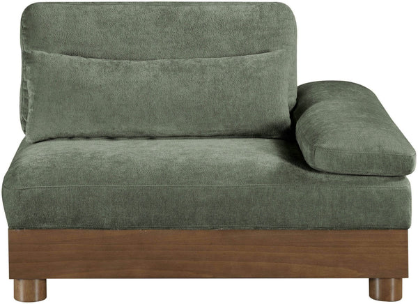 Meridian Furniture Turin Chenille Upholstered Modular Right Arm Chair Art Deco Low Profile Living Room Seat Green 606 606Green-RAF