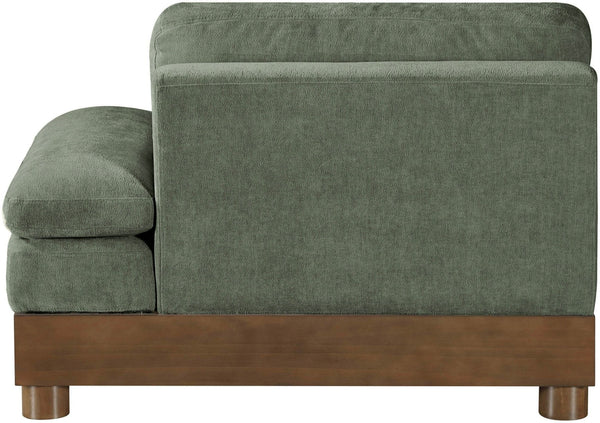 Meridian Furniture Turin Chenille Upholstered Modular Right Arm Chair Art Deco Low Profile Living Room Seat Green 606 606Green-RAF