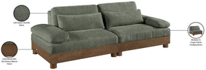 Meridian Furniture Turin Two Piece Modular Sofa Green Chenille Art Deco Low Profile Living Room 606Green-S2A