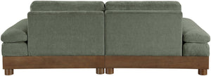 Meridian Furniture Turin Two Piece Modular Sofa Green Chenille Art Deco Low Profile Living Room 606Green-S2A