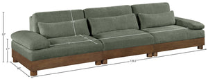Meridian Furniture Turin Modular Sectional Sofa Art Deco Chenille Upholstered Three Piece Living Room 606Green-S3A