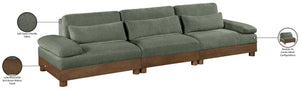 Meridian Furniture Turin Modular Sectional Sofa Art Deco Chenille Upholstered Three Piece Living Room 606Green-S3A