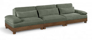 Meridian Furniture Turin Modular Sectional Sofa Art Deco Chenille Upholstered Three Piece Living Room 606Green-S3A