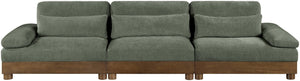 Meridian Furniture Turin Modular Sectional Sofa Art Deco Chenille Upholstered Three Piece Living Room 606Green-S3A