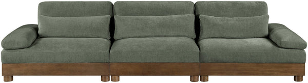 Meridian Furniture Turin Modular Sectional Sofa Art Deco Chenille Upholstered Three Piece Living Room 606Green-S3A