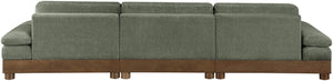 Meridian Furniture Turin Modular Sectional Sofa Art Deco Chenille Upholstered Three Piece Living Room 606Green-S3A