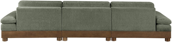 Meridian Furniture Turin Modular Sectional Sofa Art Deco Chenille Upholstered Three Piece Living Room 606Green-S3A