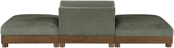 Meridian Furniture Turin Art Deco Modular Sofa with Plush Green Chenille and Solid Walnut Frame 606Green-S3C
