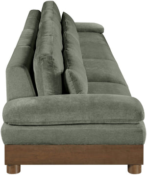 Meridian Furniture Turin Four Piece Modular Sofa in Sage Chenille with Walnut Legs Art Deco Living 606Green-S4A