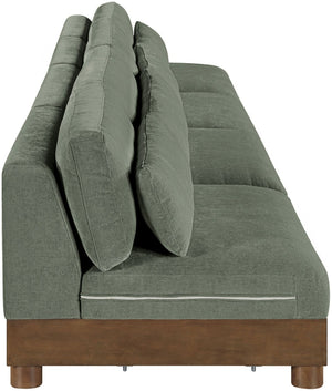 Meridian Furniture Turin Art Deco Modular Sofa Four Piece Chenille Upholstered Low Profile Lounge 606Green-S4B