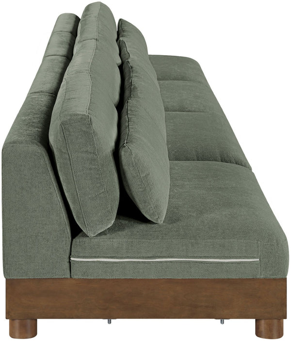 Meridian Furniture Turin Art Deco Modular Sofa Four Piece Chenille Upholstered Low Profile Lounge 606Green-S4B
