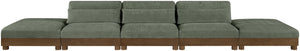 Meridian Furniture Turin Five Piece Modular Sofa in Plush Green Chenille with Art Deco Low Profile 606Green-S5A