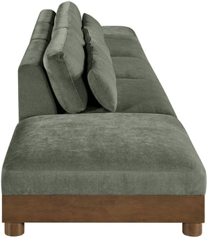 Meridian Furniture Turin Five Piece Modular Sofa in Plush Green Chenille with Art Deco Low Profile 606Green-S5A
