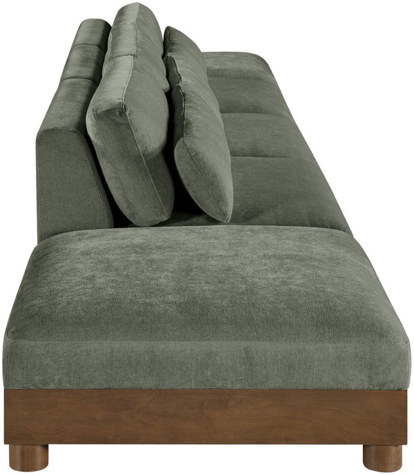 Meridian Furniture Turin Five Piece Modular Sofa in Plush Green Chenille with Art Deco Low Profile 606Green-S5A