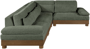 Meridian Furniture Turin Four Piece Modular Sectional Soft Green Chenille Art Deco Living Room Sofa 606Green-Sec4A