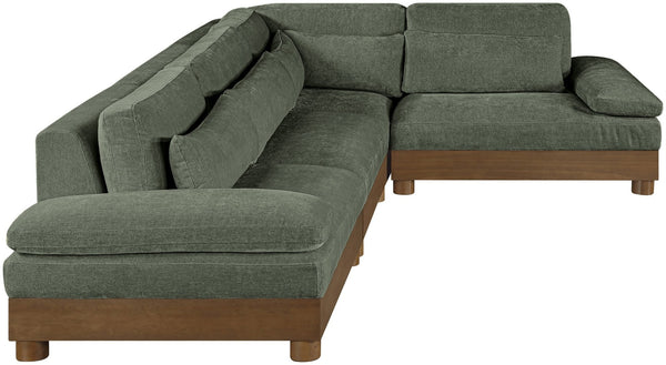 Meridian Furniture Turin Four Piece Modular Sectional Soft Green Chenille Art Deco Living Room Sofa 606Green-Sec4A