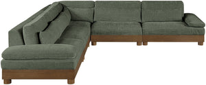 Meridian Furniture Turin Five Piece Modular Sectional Soft Chenille Art Deco Living Room Sofa Set 606Green-Sec5B