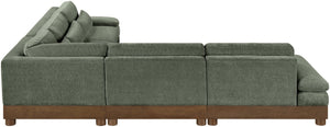 Meridian Furniture Turin Five Piece Modular Sectional Soft Chenille Art Deco Living Room Sofa Set 606Green-Sec5B