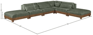 Meridian Furniture Turin Six Piece Modular Sectional Plush Chenille Art Deco Living Room Lounge 606Green-Sec6B