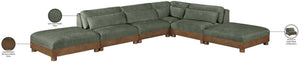 Meridian Furniture Turin Six Piece Modular Sectional Plush Chenille Art Deco Living Room Lounge 606Green-Sec6B