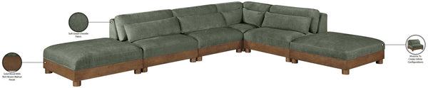 Meridian Furniture Turin Six Piece Modular Sectional Plush Chenille Art Deco Living Room Lounge 606Green-Sec6B