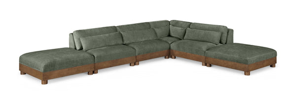 Meridian Furniture Turin Six Piece Modular Sectional Plush Chenille Art Deco Living Room Lounge 606Green-Sec6B