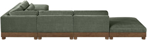 Meridian Furniture Turin Six Piece Modular Sectional Plush Chenille Art Deco Living Room Lounge 606Green-Sec6B