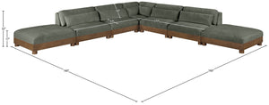 Meridian Furniture Turin Seven Piece Modular Sectional Plush Chenille Upholstery Art Deco Living Room 606Green-Sec7B