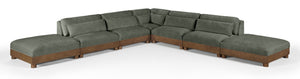 Meridian Furniture Turin Seven Piece Modular Sectional Plush Chenille Upholstery Art Deco Living Room 606Green-Sec7B