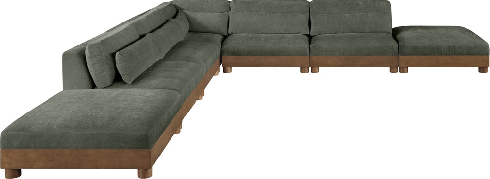 Meridian Furniture Turin Seven Piece Modular Sectional Plush Chenille Upholstery Art Deco Living Room 606Green-Sec7B