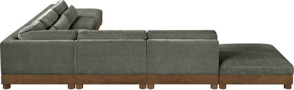 Meridian Furniture Turin Seven Piece Modular Sectional Plush Chenille Upholstery Art Deco Living Room 606Green-Sec7B