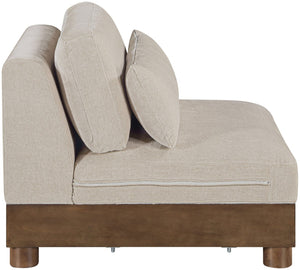 Meridian Furniture Turin Chenille Armless Modular Chair Art Deco Oak Frame Plush Living Room Seating Taupe 606 606Taupe-Armless