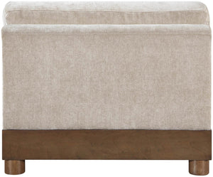Meridian Furniture Turin Chenille Armless Modular Chair Art Deco Oak Frame Plush Living Room Seating Taupe 606 606Taupe-Armless