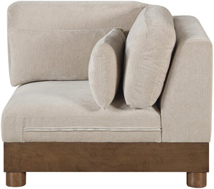 Meridian Furniture Turin Modular Corner Chair Art Deco Chenille Upholstery Low Profile Sectional Living Room Taupe 606Taupe-Corner