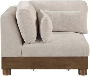 Meridian Furniture Turin Modular Corner Chair Art Deco Chenille Upholstery Low Profile Sectional Living Room Taupe 606Taupe-Corner