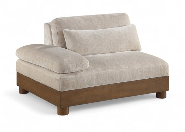 Meridian Furniture Turin Art Deco Modular Left Arm Chair Plush Chenille Upholstery for Living Room Sectionals Taupe 606Taupe-LAF