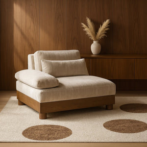 Meridian Furniture Turin Art Deco Modular Left Arm Chair Plush Chenille Upholstery for Living Room Sectionals Taupe 606Taupe-LAF