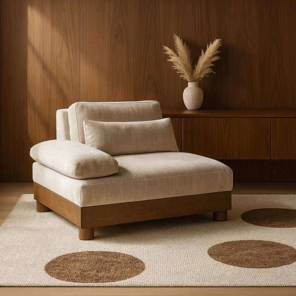 Meridian Furniture Turin Art Deco Modular Left Arm Chair Plush Chenille Upholstery for Living Room Sectionals Taupe 606Taupe-LAF