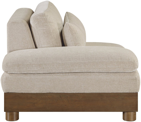 Meridian Furniture Turin Art Deco Modular Left Arm Chair Plush Chenille Upholstery for Living Room Sectionals Taupe 606Taupe-LAF