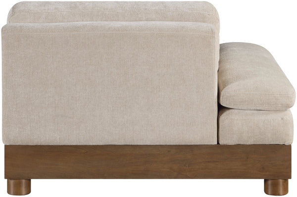 Meridian Furniture Turin Art Deco Modular Left Arm Chair Plush Chenille Upholstery for Living Room Sectionals Taupe 606Taupe-LAF
