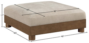 Meridian Furniture Turin Chenille Modular Ottoman Art Deco Low Profile Piece for Living Room Sectional Layouts Taupe 606Taupe-Ott