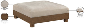 Meridian Furniture Turin Chenille Modular Ottoman Art Deco Low Profile Piece for Living Room Sectional Layouts Taupe 606Taupe-Ott